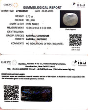 5.70/CT Natural Ceylonese Pukhraj with Govt Lab Certificate (4551)
